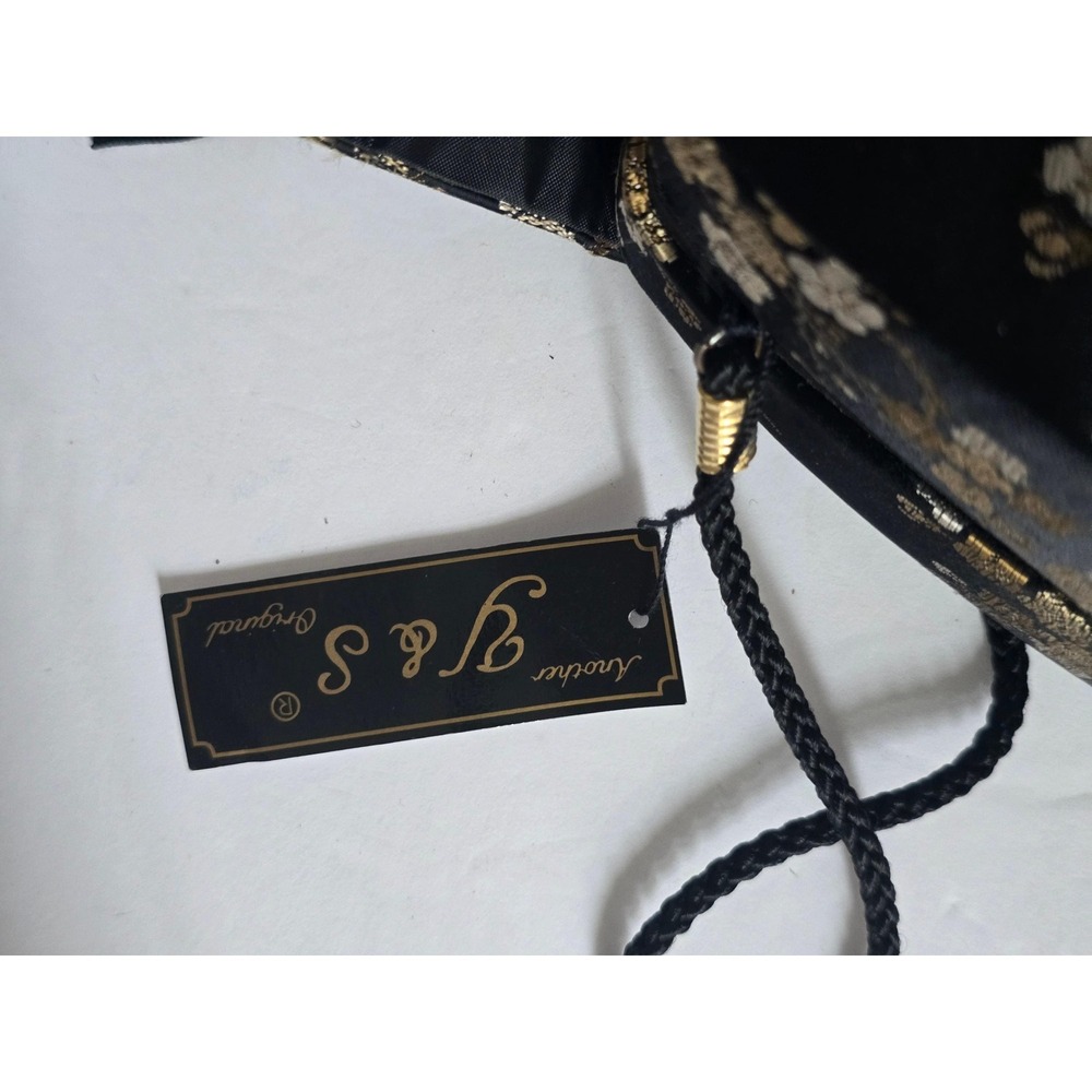 NWT Vintage Chinese Brocade Evening Bag Black & Gold with Tassel (Minor Defect) - Picture 5 of 10